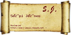 Sápi János névjegykártya